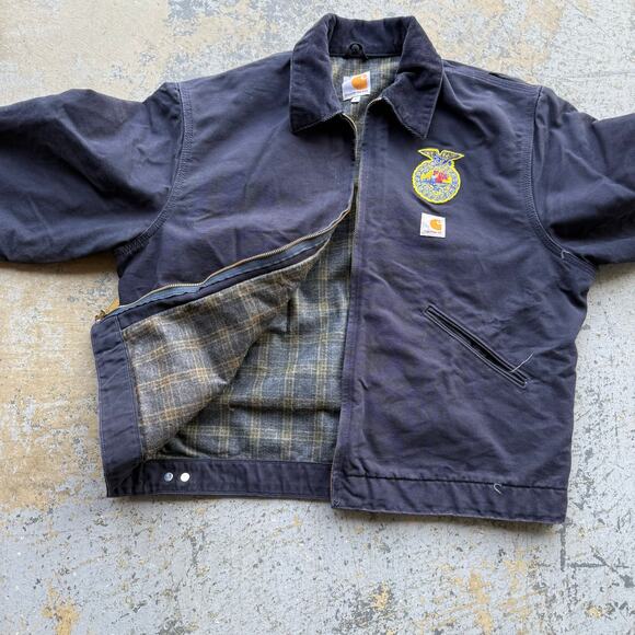 Vintage Carhartt Navy Blue FFA Detroit Jacket L - Picture 2 of 8